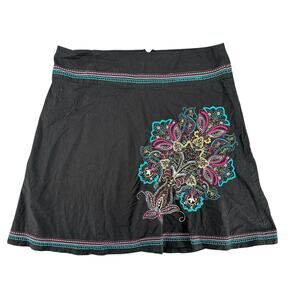 Vintage Y2K Heart & Soul Skater Skirt Electric Blue Pink Floral Boho Pattern 13